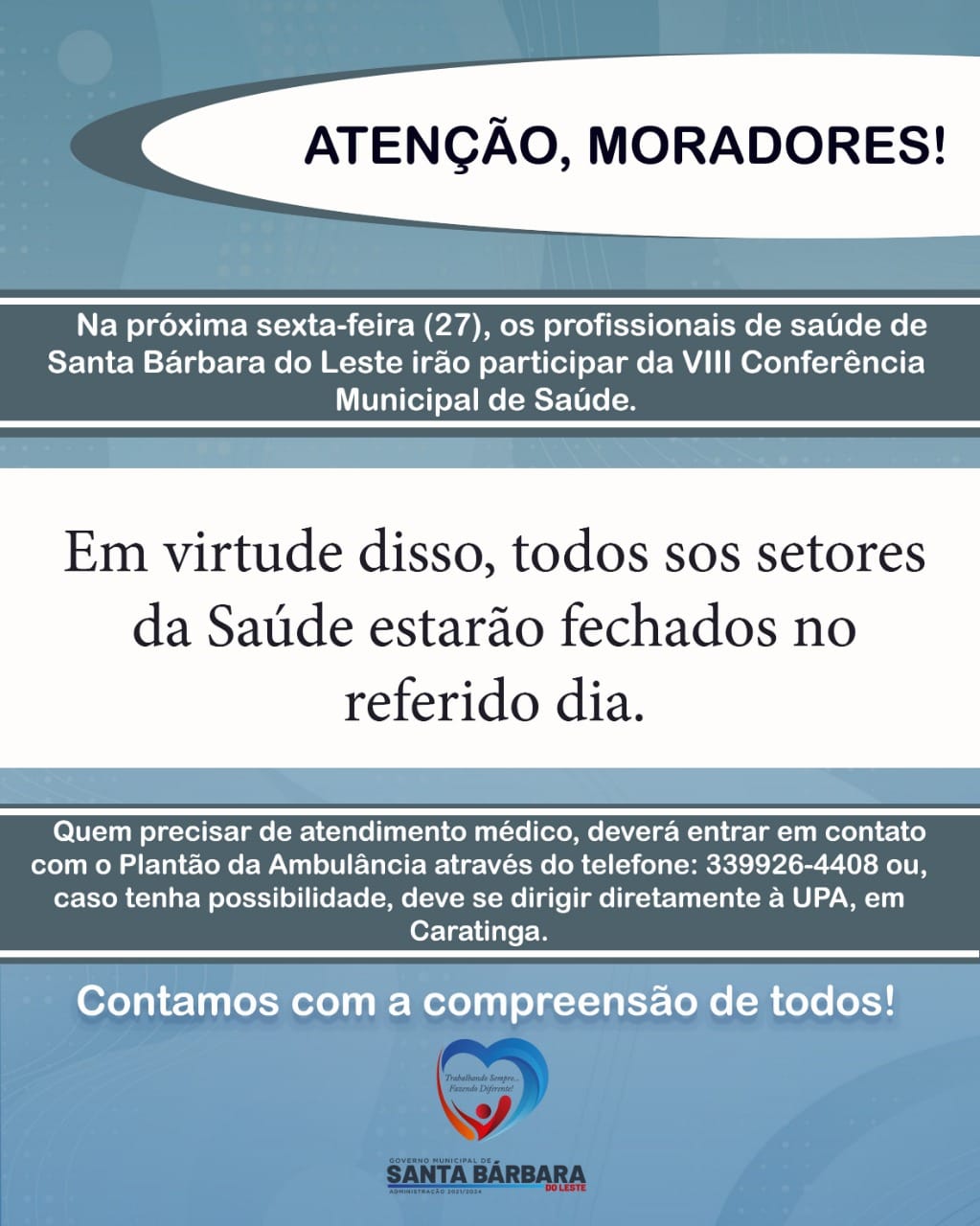 Dia 27 acontece a Conferência Municipal de Saúde